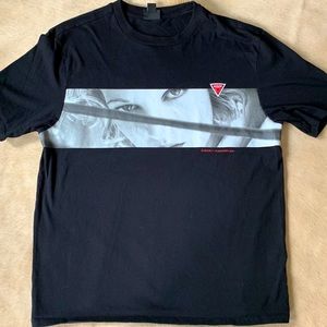 GUESS "PLEASURES" Black & White Graphic T-Shirt